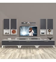 Decoraktiv Ekoflex 8DA Mdf Silver Tv Ünitesi Tv Sehpası - Beyaz Antrasit (Beyaz - Antrasit)