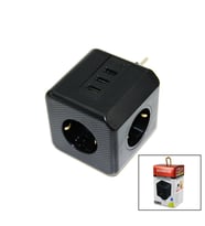 TERMAL AKIM KORUMALI 3X PRİZ 3X USB DUVAR TİPİ PRİZ SİYAH 10A - 2500W (5343)