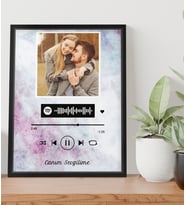 Kişiye Özel Spotify Tasarımlı, Mesajlı ve Fotoğraflı Siyah 21x30 Çerçeve oh936