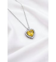 925 Ayar Gümüş Zirkon Taşlı Kalplı kolye (Silver)