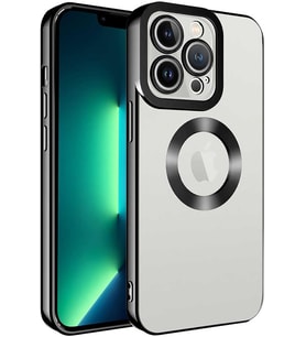 MAI Apple I Phone 13 Pro Max Kılıf Kamera Korumalı Logo Gösteren Zore Omega Kapak (Yeşil) (Altın Rengi)