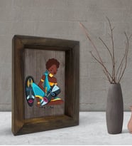 BK Gift African Woman Dekoratif Doğal Masif Ahşap Çerçeve 15x20cm-5 (Beyaz)