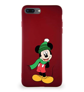 Apple iPhone 7 Plus Soft Premier Kapak Mickey Mouse-G Tasarımlı Silikon Kılıf - Mürdüm (Şeffaf)