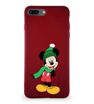 Apple iPhone 7 Plus Soft Premier Kapak Mickey Mouse-G Tasarımlı Silikon Kılıf - Mürdüm (Şeffaf)