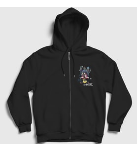 Presmono Unisex Siyah Band Gorillaz Fermuarlı Kapüşonlu Sweatshirt 54162tt
