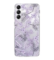 PrintiFy Samsung Galaxy S24 FE ile Kamera Korumalı Kapak Floral Lila Tasarımlı Şeffaf Kılıf