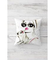 Audrey Hepburn Çift Tarafı Baskılı Gizli Fermuarlı Yastık Kılıfı Kırlent Koltuk Yastık Kılıfı (Beyaz)