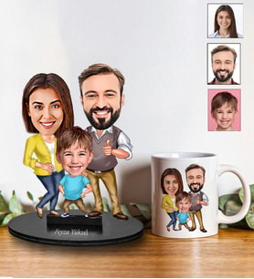 Babalar Gününe Özel Karikatür Biblo Ve Kupa Hediye Seti 125