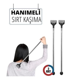 Mey İthalat® Hanımeli Metal Teleskopik Paslanmaz Çelik Sırt Kaşıyıcı (2'li Lüks Set) 714307