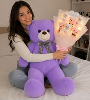 90 Cm Ayıcık & Kalp Aynalı Led Işıklı Pembe Peluş Ayıcık Buketi Seti Ayıcıklı Peluş Buket Çiçek Buketi Arkadaşa Sevgiliye Hediye