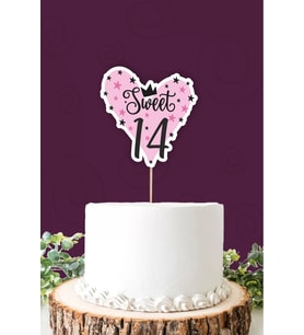 Sweet 14 pembe-siyah Pasta Süsü *Kalın Kağıt