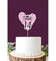 Sweet 14 pembe-siyah Pasta Süsü *Kalın Kağıt
