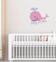 BK Gift Kişiye Özel Tatlı Balina Tasarımlı Çocuk Odası Ahşap Duvar Süsü-1 (Beyaz)