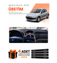 PEUGEOT 206 BÜYÜK EKRANLI (1998-2009) Uyumlu Torpido Koruma Örtüsü Oto Kılıfı - Siyah Bej