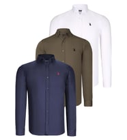 ÜÇLÜ SET G725 DEWBERRY ERKEK GÖMLEK-LACİVERT-BEYAZ-YEŞİL (Karışık)