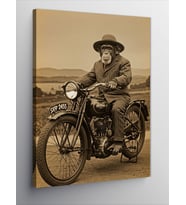 Kanvas Tablo Retro Motosiklet Süren Maymun