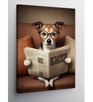 Kanvas Tablo Gazete Okuyan Köpek