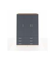 Kronos Dolap 5 Raflı 6 Çekmeceli Tek Askılı 132x59x195 Çam-Antrasit/Antrasit