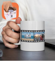 Kişiye Özel Film Şeridi 5 Fotoğraflı Premium Porselen Kupa