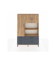 Arges Dolap 7 Raflı 5 Çekmeceli 3 Kapaklı 132x30x195 Çam-Çam/Antrasit