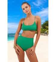 Kadın Bikini Takımı Bralette Üst Hipster Alt Balensiz Yüksek Bel Kolsuz Örme Kumaş Düz Desen