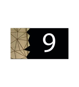 Dekoratif Aynalı Modern Kapı Numarası - Gold 9