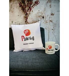 Psikolog Kupa Bardak ve Yastık Set 002 (Beyaz)