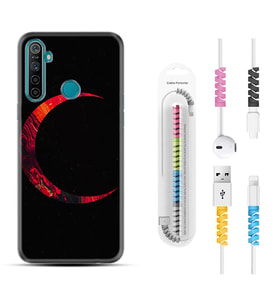 Realme 5i 5 Pro 6i 7 Pro 8 Kılıf Kablo Koruma Spiral Silikon Red Moons 1747