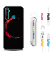 Realme 5i 5 Pro 6i 7 Pro 8 Kılıf Kablo Koruma Spiral Silikon Red Moons 1747