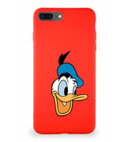 Apple iPhone 8 Plus Soft Premier Kapak Donald Duck-A Tasarımlı Silikon Kılıf - Kırmızı (Şeffaf)