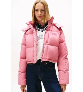 Tommy Hilfiger TJW Alaska Grid Kısa Kuş Tüyü Kadın Pembe Mont DW0DW21624THC