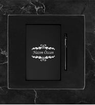 Kişiye Özel Lüks Kutulu Deri Defter & Kalem Hediye Seti LK128