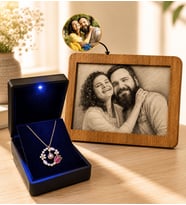 925 Ayar Rose Laleli Kolye 100 Dilde Seni Seviyorum ve Kişiye Özel Karakalem Fotoğraflı Ahşap Çerçeve