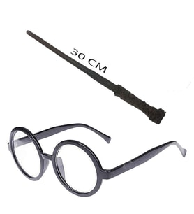 Harry Potter Asası 30 cm ve Siyah Çerçeveli Harry Potter Gözlüğü Seti (5343)