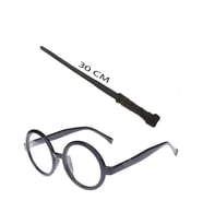 Harry Potter Asası 30 cm ve Siyah Çerçeveli Harry Potter Gözlüğü Seti (5343)