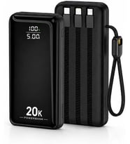 HP-AP09 Armor Series 20.000 mAh Dahili Kablolu Qualcomm Quick Charge 3.0 Dijital Ekranlı Hızlı Şarj Powerbank - Siyah