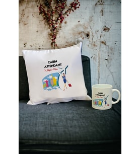 Cabin Attendant Kupa Bardak ve Yastık Set (Beyaz)