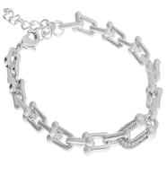 Kadın Taşlı Çelik Halka Detay Bileklik (Silver)