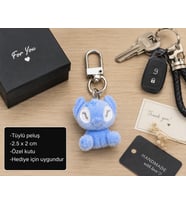 Azuri Sevimli Mavi Peluş Charm Anahtarlık – Mini Figür Hediye Aksesuarı