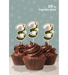 Safari Party Temalı 3 Yaşında Cupcake Süsü '10lu