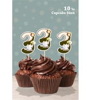 Safari Party Temalı 3 Yaşında Cupcake Süsü '10lu
