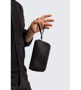Unisex Siyah Hakiki Dana Derisi Bileklikli El Tutmalı Clutch Çanta