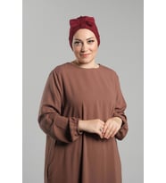Bordo Pratik Hazır Geçmeli Fiyonklu Bone Sandy Çift Taraflı Çapraz 3007B_16