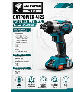 Catpower 4122 Akülü Vidalama Kömürsüz Motor