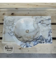 Menekşe Mermer Sabunluk Detaylı Fırfırlı Lavabo