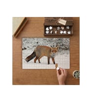 Karlı Ormanda Yürüyen Tilki Tasarımı 240 parça Ahşap Puzzle Ahşap Kutuda MP04327