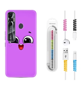 Tecno Spark 6 6 Go 8C 8 Pro 7 7 Pro Kılıf Kablo Koruma Spiral Silikon Purple Sweety 1717