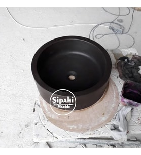 Sipahi Marble Bazalt Siyah Silindir Lavabo