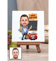 Erkek Kimya Öğretmenine Öğretmenler Günü Hediyesi Karikatürlü Masa Dekoru