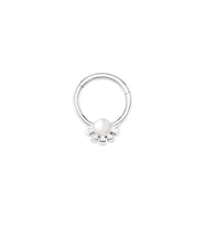 Beyaz Altın İnci Yarım Papatya Piercing